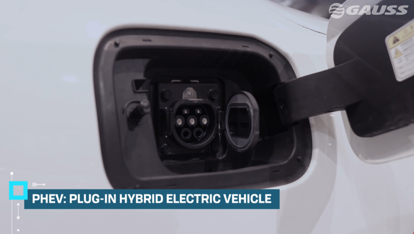 Tomada de um carro híbrido plug-in
