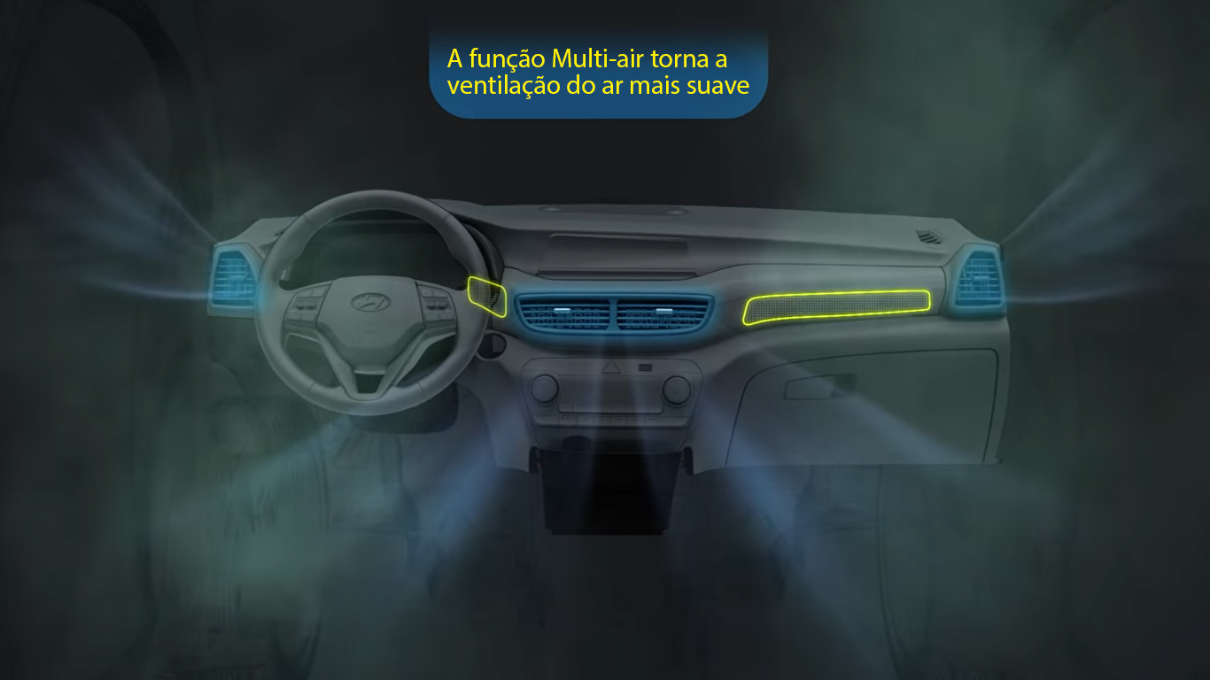 Saídas de ar adicionais no banco do motorista e passageiro